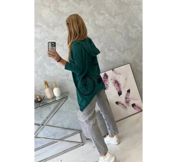 Mikina s potlačou kolesa zelená