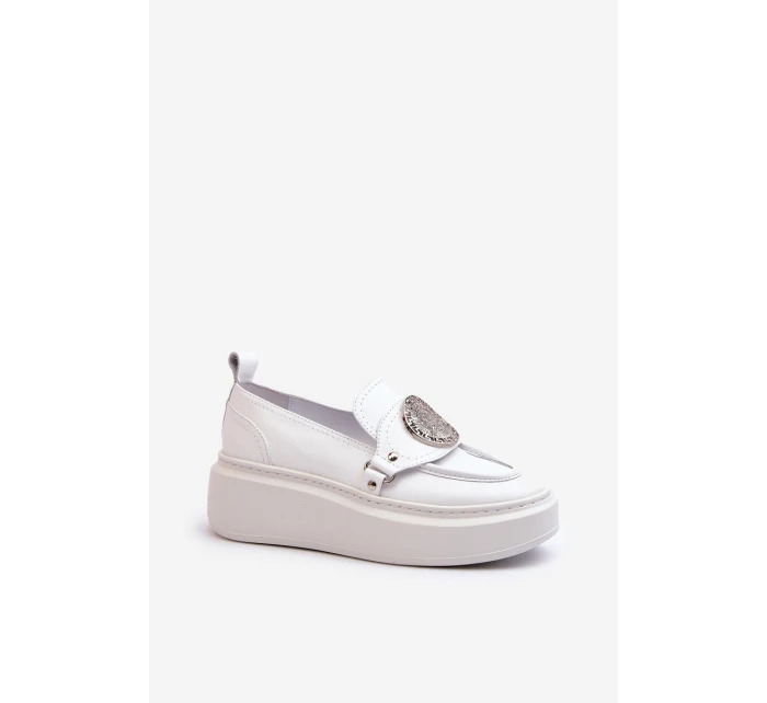 Kožené Mokasíny S Ozdobou Bílé model 21660952 - Zazoo