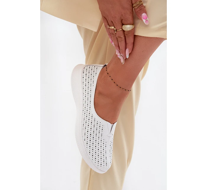 Kožené Dámské Polobotky Bílé model 22094966 - EVENTO Kožené Dámské Polobotky Bílé model 22094966 - EVENTO