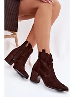 Dámské perforované kotníkové boty Vinceza 58640 Čokoládové
