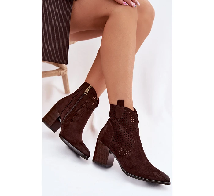 Dámské perforované kotníkové boty Vinceza 58640 Čokoládové