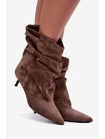 Nazouvací kotníkové boty typu na podpatku Khaki model 22320914 - Boto Nazouvací kotníkové boty typu na podpatku Khaki model 22320914 - Boto