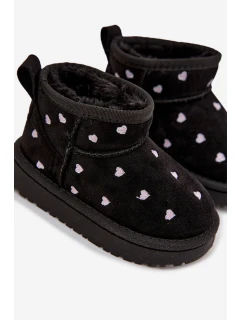 Detské snehové topánky so srdiečkami Gracina - čierne