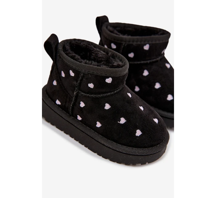 Detské snehové topánky so srdiečkami Gracina - čierne Detské snehové topánky so srdiečkami Gracina - čierne