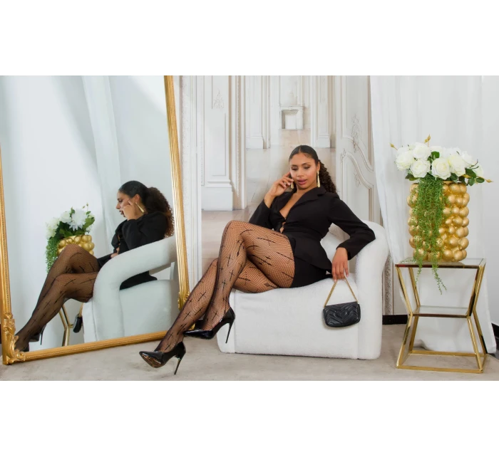 Dámské síťované punčocháče černé model 20965282 - In-style Fashion Dámské síťované punčocháče černé model 20965282 - In-style Fashion