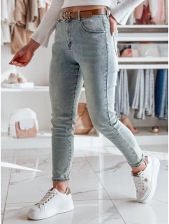 Dámské džínové kalhoty slim fit s páskem modré Dstreet model 21985310 - FashionStreet