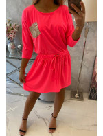 Flitrové vreckové šaty ružové neónové