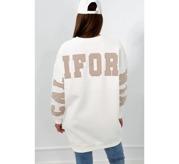 Izolovaná mikina s nápisom California ecru
