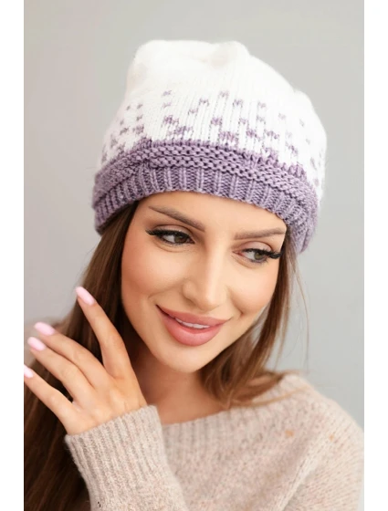 Dámská zimní čepice z vlny s krystaly model 21750448 grafitová - K-Fashion Dámská zimní čepice z vlny s krystaly model 21750448 grafitová - K-Fashion