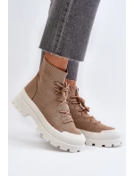 Damskie Skarpetkowe Wsuwane Botki Brązowe Solime Damskie Skarpetkowe Wsuwane Botki Brązowe Solime