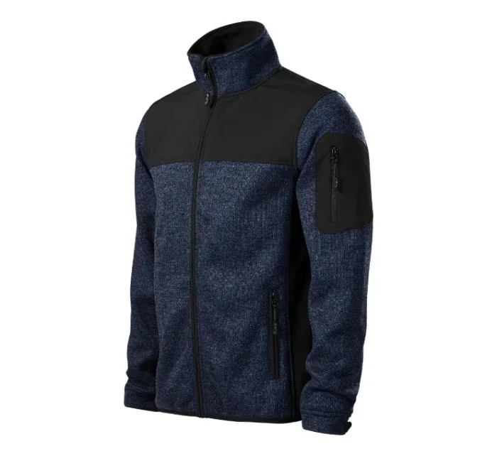 Ležérna softshellová bunda pánska pletená modrá Ležérna softshellová bunda pánska pletená modrá