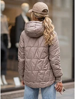 Dámska prešívaná prechodná bunda s kapucňou, béžová, FashionStreet TY5783