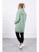 Mikina s kapucňou a nášivkami tmavo mätová