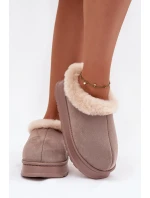 Dámské pantofle s kožešinou Khaki model 21786637 - Boto Dámské pantofle s kožešinou Khaki model 21786637 - Boto