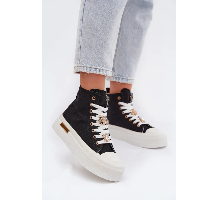 Dámské tenisky na platformě s přezkami černé Gracella Dámské tenisky na platformě s přezkami černé Gracella