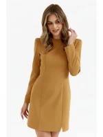 M755 Šaty s modelovacím prešívaním - škorica