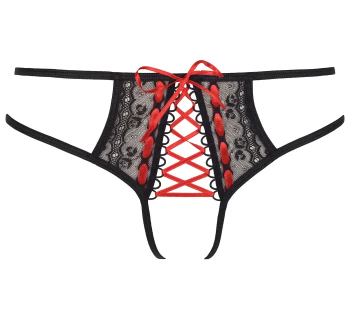 Zvodné tangá V-8305 čierna/červená - Axami