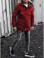 Pánská zimní bunda s kapucí bordó Dstreet model 21966452 - FashionStreet