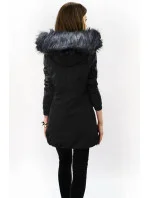 Čierno-šedá nepremokavá dámska bunda parka (m-923)