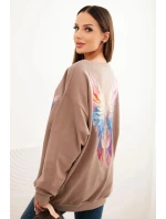 Dámská oversize mikina z bavlny s barevnými model 21421750 na zádech fango - K-Fashion
