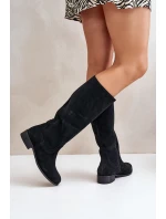 Dámské semišové kozačky do  na zip Lewski černé model 21677764 - Zazoo