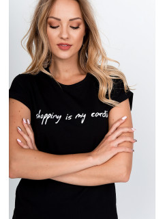 Dámske tričko s nápisom "Shopping is my cardio" - čierne,