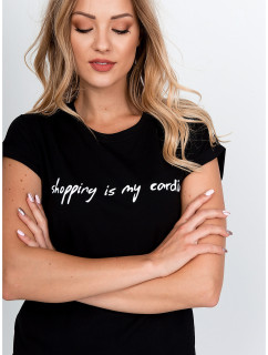 Dámske tričko s nápisom "Shopping is my cardio" - čierne,