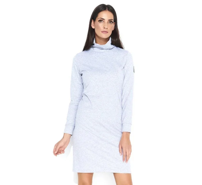 Dámske voľnočasové šaty s rolákom stredne dlhé sivé - Šedá - Makadamové Dámske voľnočasové šaty s rolákom stredne dlhé sivé - Šedá - Makadamové