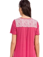 Dámska nočná košeľa 12142-44 červená-puntík - Vamp