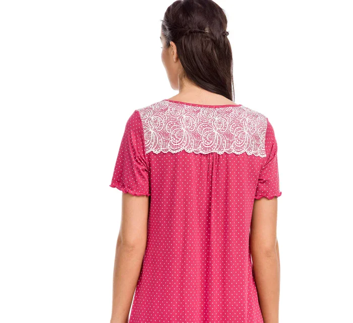 Dámska nočná košeľa 12142-44 červená-puntík - Vamp