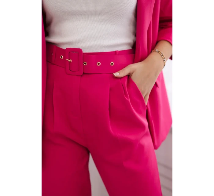 Elegantný set saka a nohavíc fuchsiovej farby