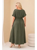 Dámské šaty Plus Size s nabíraným pasem khaki Dámské šaty Plus Size s nabíraným pasem khaki