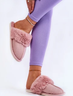 Dámské zateplené pantofle s kožíškem Světle růžová model 21603693 - Boto