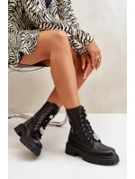 Botki Workery Damskie Eko Skórzane Z Przypinkami Czarne Kristines Botki Workery Damskie Eko Skórzane Z Przypinkami Czarne Kristines