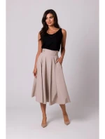 B265 Sukňa s vysokým pásom - béžová