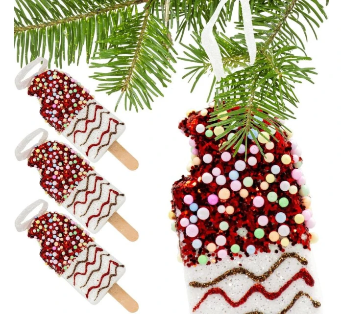 ZMRZLINOVÁ DEKORÁCIA ZÁVESNÁ OZDOBA 3KS BIELA