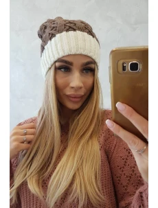 Fleecová čiapka Bibiana K264 ecru+mocca