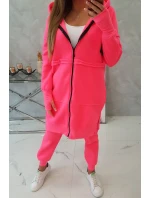 Zateplená sada s dlhou mikinou ružová neónová