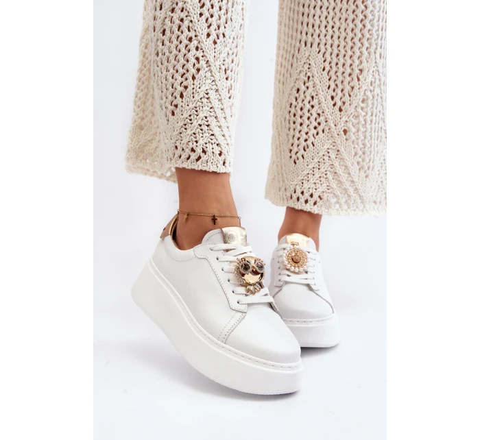Dámské kožené tenisky model 21647474 bílé - CheBello