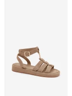 Sandały Damskie Na Platformie Ze Złotym Detalem Khaki Kartia Sandały Damskie Na Platformie Ze Złotym Detalem Khaki Kartia