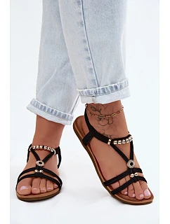 Dámské ploché sandály s pásky Černé Zelda