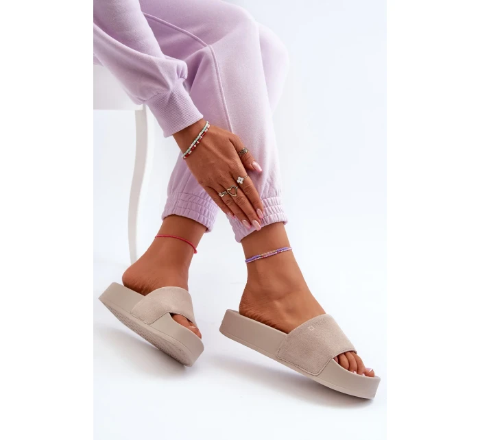 Dámske semišové šľapky Big Star Beige