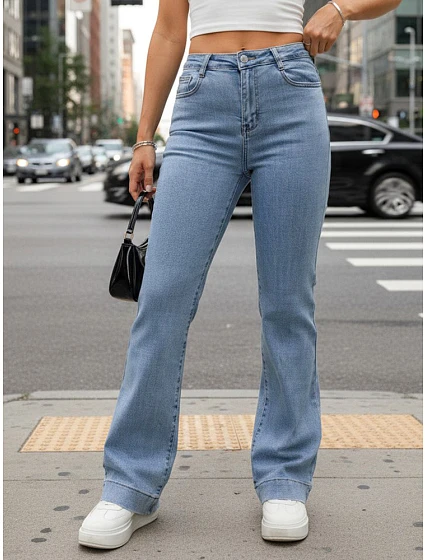 Dámske modré džínsy so širokými nohavicami FashionStreet UY2971