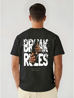 Tshirt męski bawełniany oversize z nadrukiem Break czarny model 22205601 - FashionStreet