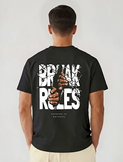 Pánské bavlněné tričko oversize s potiskem Break Rules černá NX4005R
