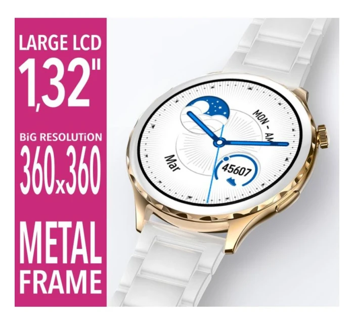 Dámské chytré hodinky Gold + Strap Pink model 21804967 - RUBICON Dámské chytré hodinky Gold + Strap Pink model 21804967 - RUBICON