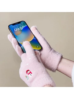 Dámské zimní rukavice na telefon se a vánočním  růžové dámské model 22083407 - Hurtel