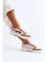 Sneakersy Damskie Na Platformie Beżowe Zeparine Sneakersy Damskie Na Platformie Beżowe Zeparine