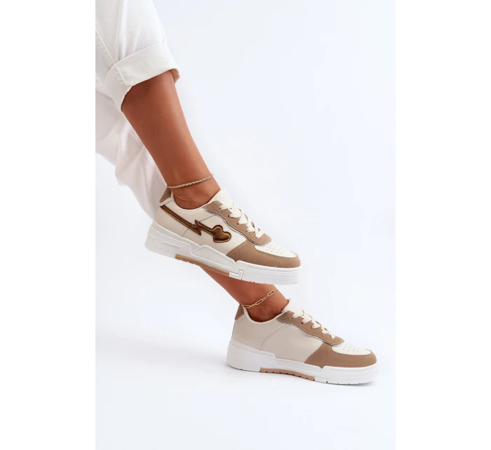 Sneakersy Damskie Na Platformie Beżowe Zeparine Sneakersy Damskie Na Platformie Beżowe Zeparine