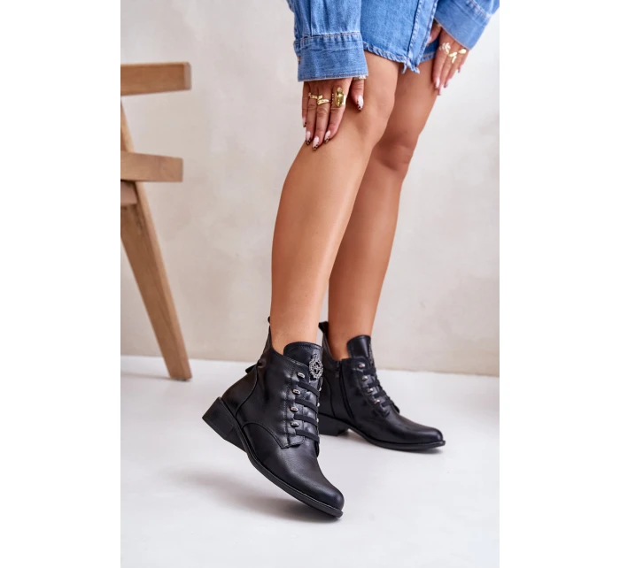 Nízké boty s podšívkou na zip s ozdobou černé model 21672290 - Boto Nízké boty s podšívkou na zip s ozdobou černé model 21672290 - Boto